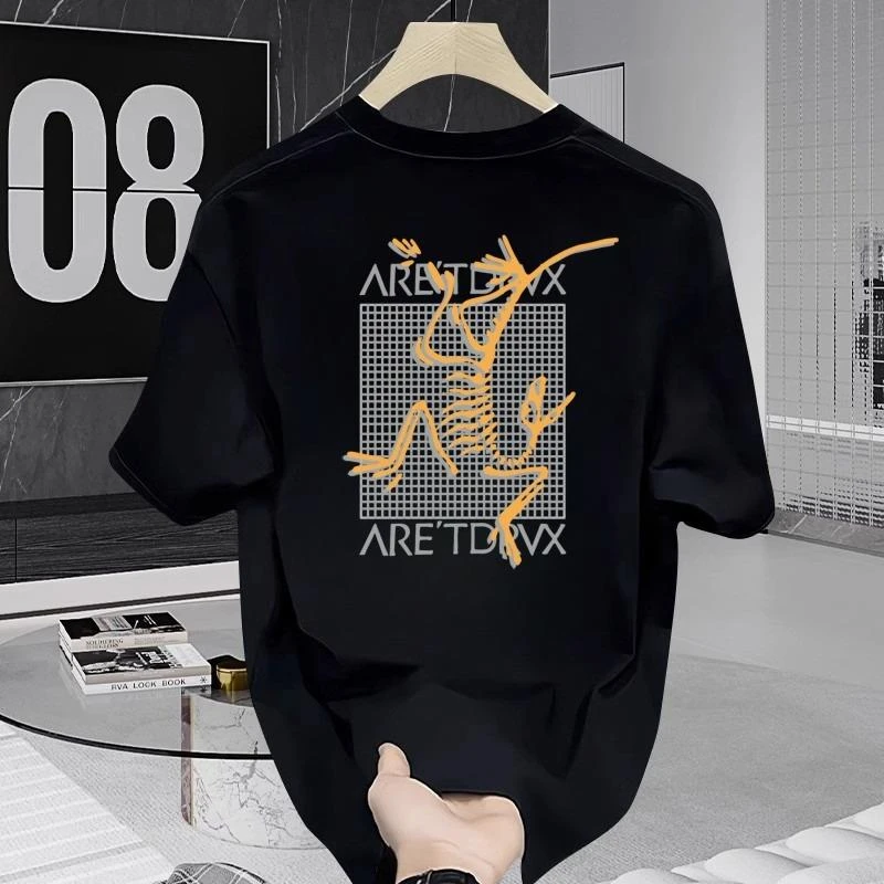 高端鸟家夏季重磅纯棉短袖T恤男士个性印花宽松情侣潮牌体恤上衣