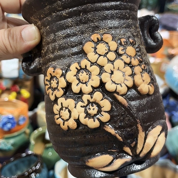 瓷片花盆多肉植物艺术品