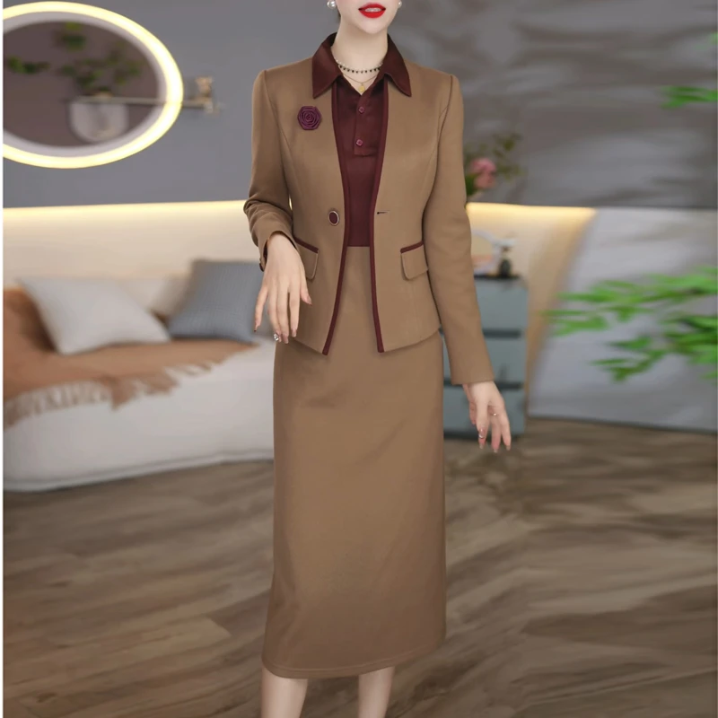 时尚轻熟风高端连衣裙时尚套装2025秋新款气质减龄百搭裙装两件套