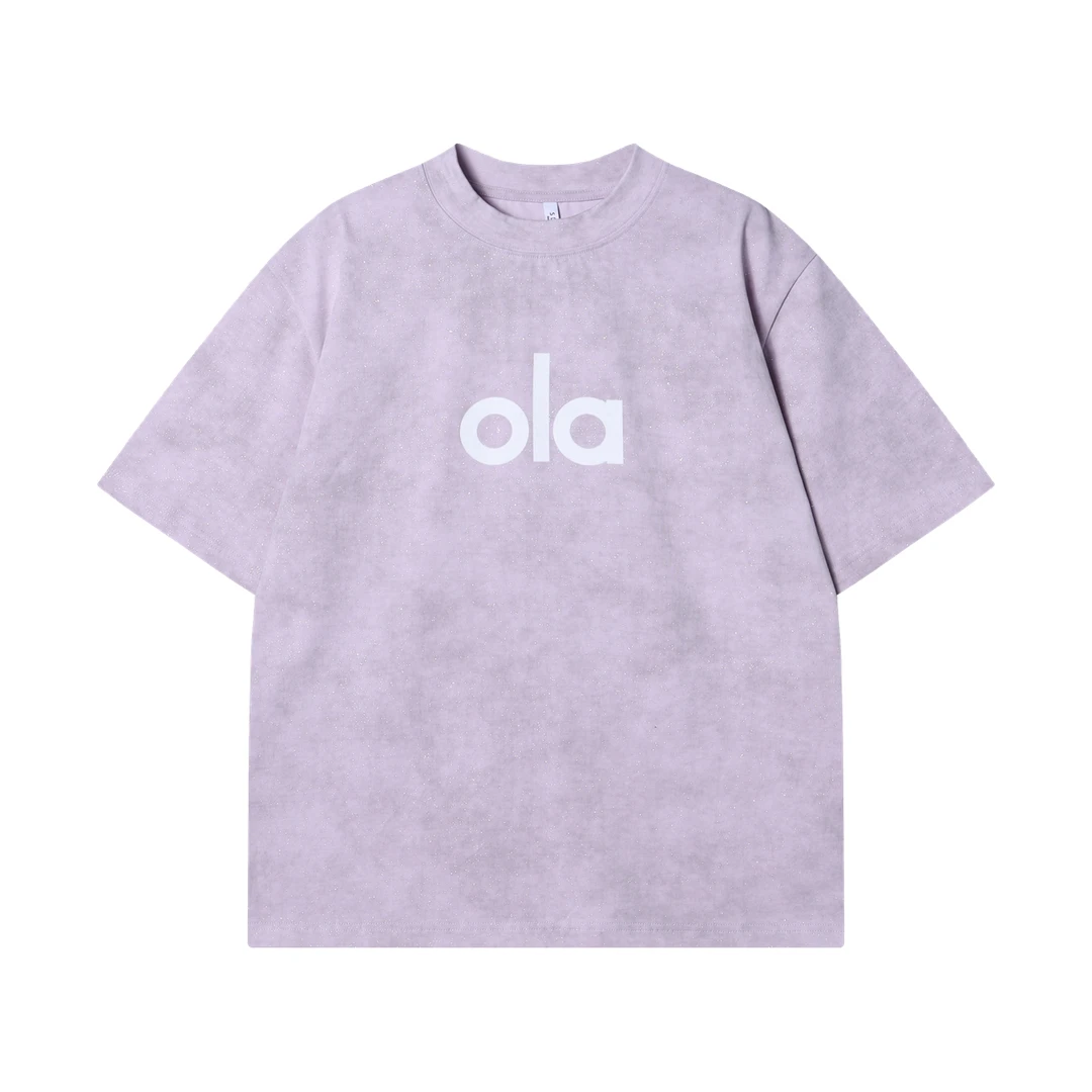 夏季高级感新款美式满天星字母印花圆领短袖T恤街头宽松情侣上衣