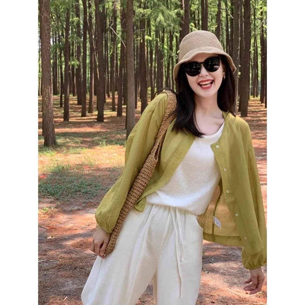 韩版设计感气质防晒雪纺衫女夏薄款衬衫外搭开衫衬衣短款外套上衣