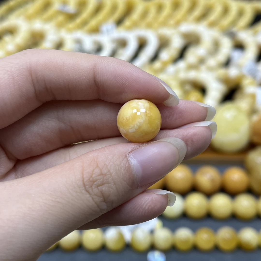 兰蜜珠宝天然原矿琥珀蜜蜡小年份氧化浓蜡瓷白老蜡圆珠13.2mm