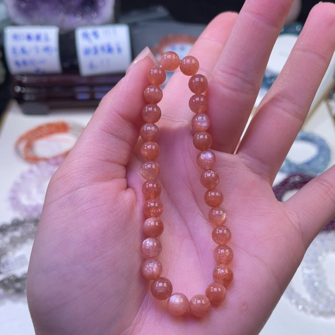 未镶嵌手链水晶强光满金沙太阳石6+