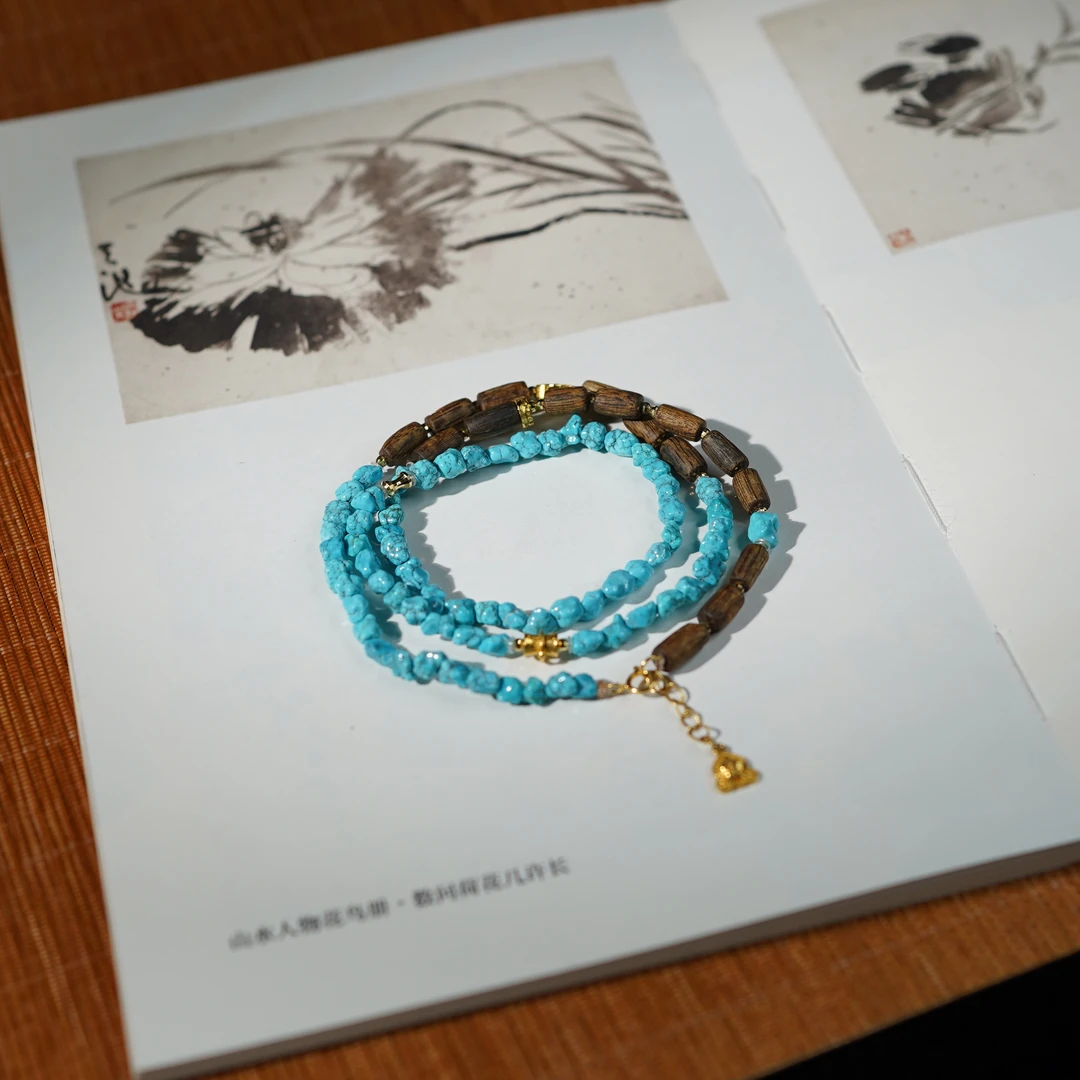 【云吉】绿松*毛衣链*18k金镶嵌（可以备注手围）