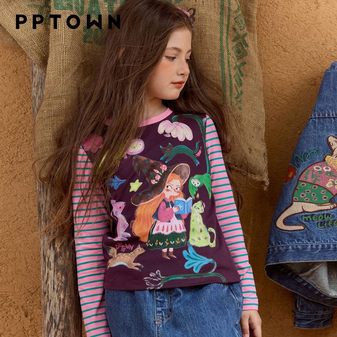 【双11好物】女童印花T恤百搭时尚鸳鸯袖休闲上衣巴巴小镇14033