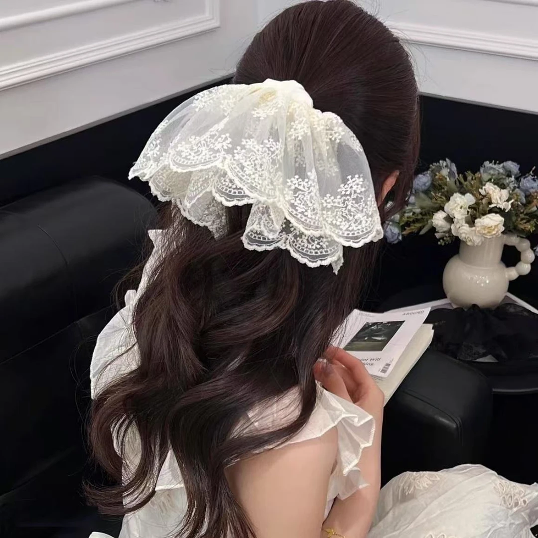 蕾丝少女～双层裙摆蕾丝发圈高级感气质发饰低马尾头绳甜美大肠圈