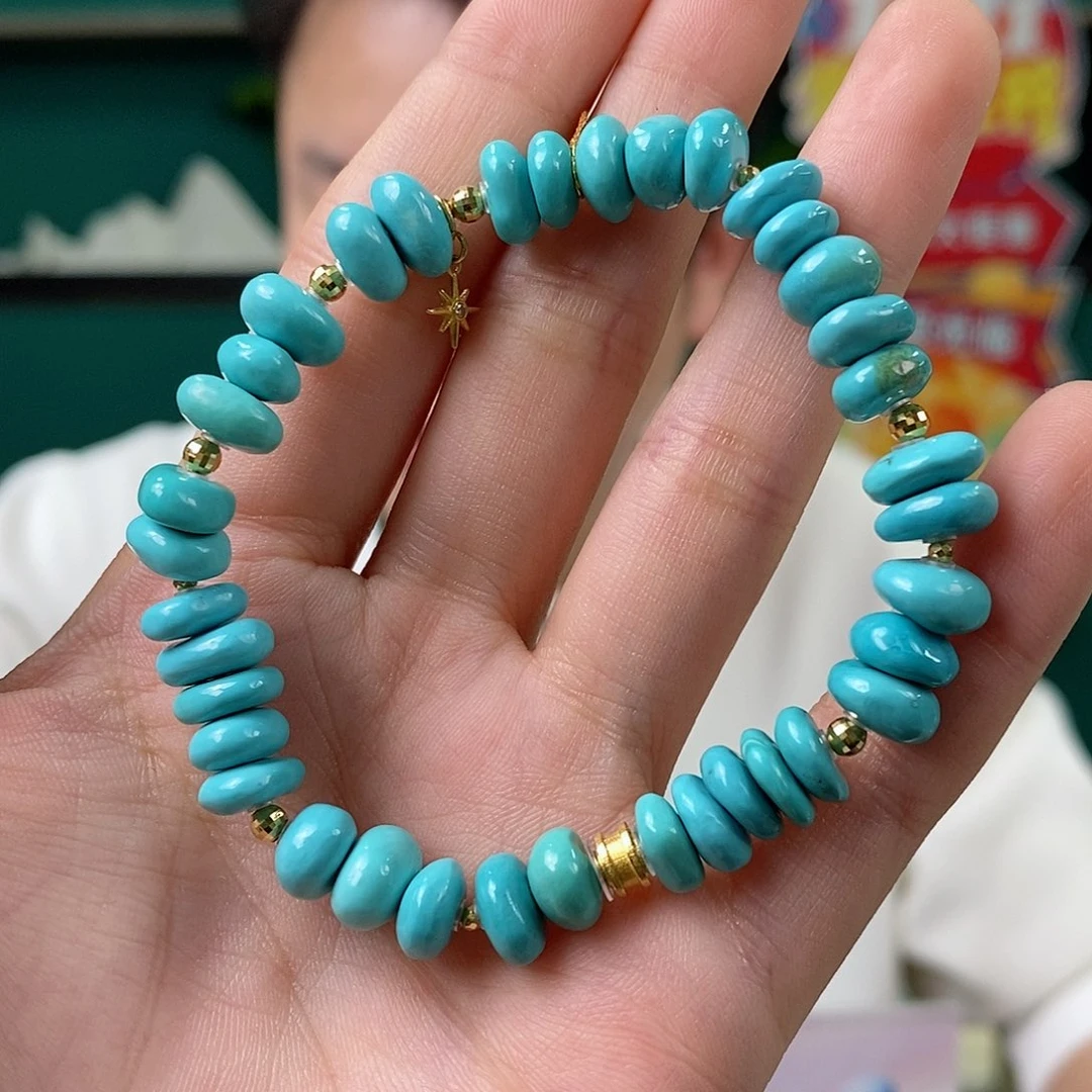 绿松石18K金镶嵌挂件