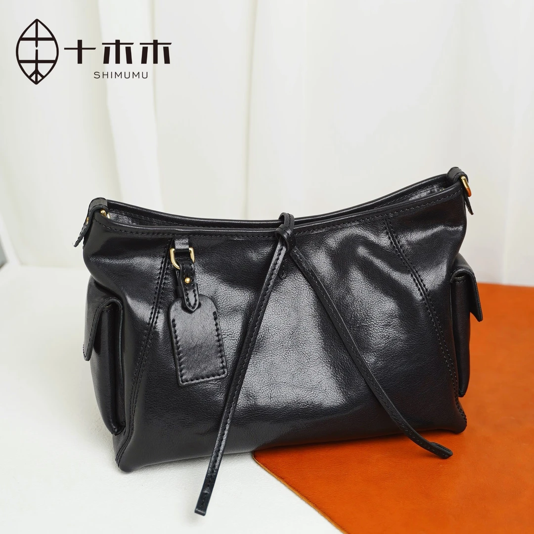 十木木黑武士轻便植鞣牛皮厚实软糯手工皮具真皮女包单肩斜挎包