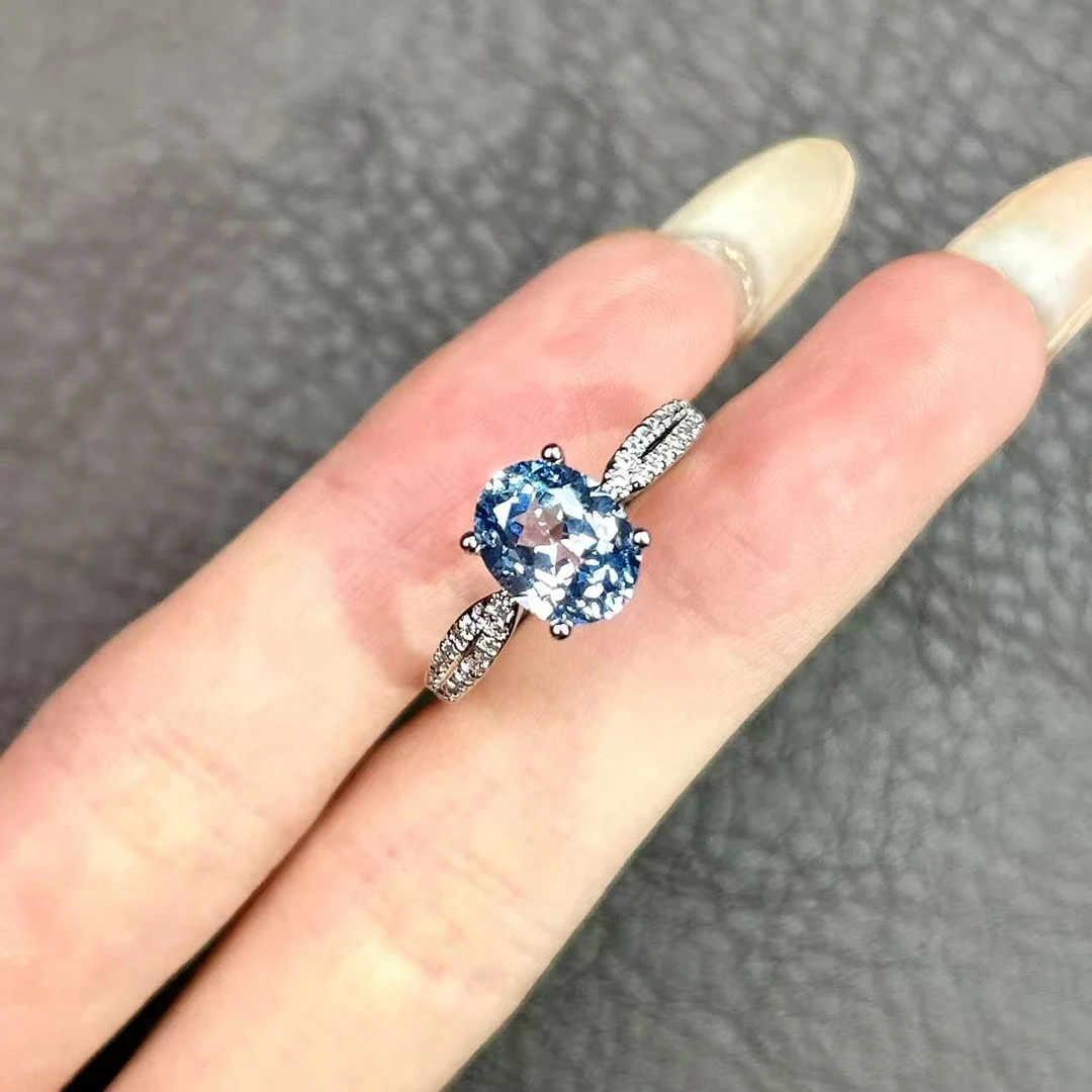 阿鲁沙-典藏高奢培育海蓝尖晶-精工合金戒指628