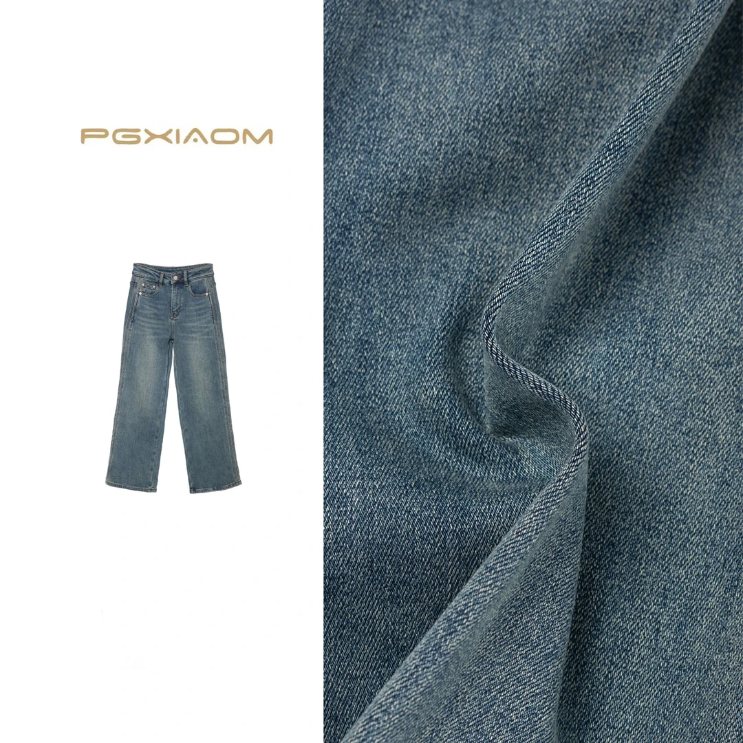 【PGXIAOM】mini定制蓝黑两色加绒牛仔阔腿裤(微弹)KZ9516