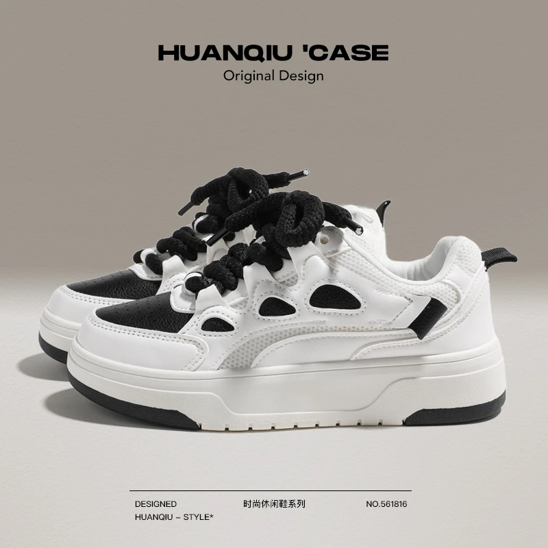 环球厚底板鞋2025春新款网红厚底学生鞋子女运动板鞋百搭时尚潮鞋