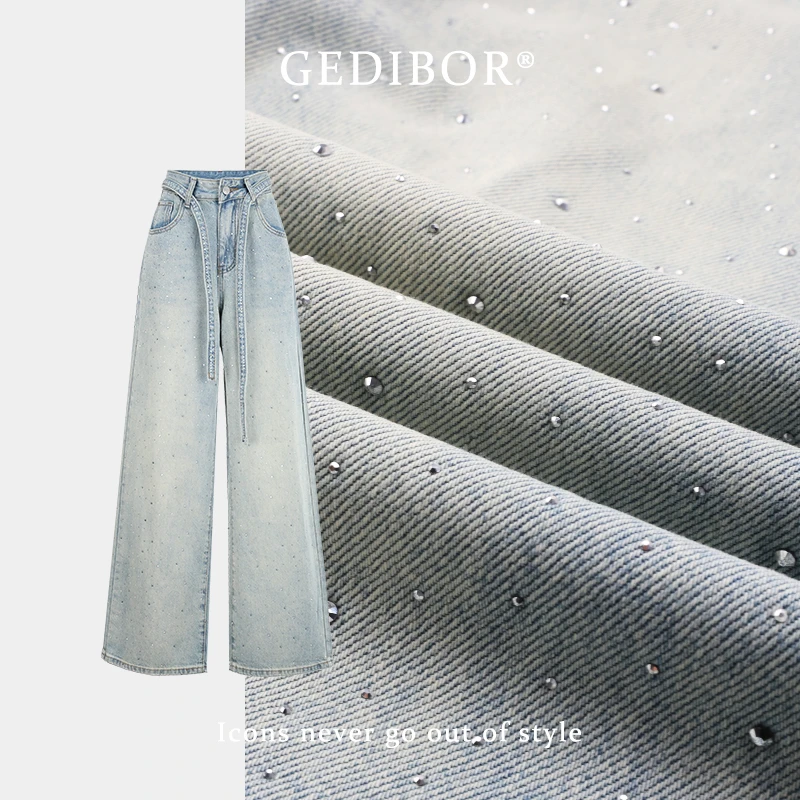 【GEDIBOR】“鎏光星幕”时尚手工烫钻时尚气质牛仔长裤