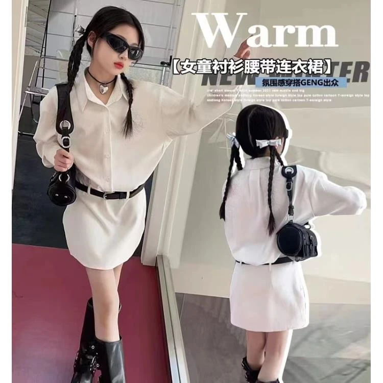 405268《现》优选韩版儿童休闲舒适日常百搭衬衫连衣裙