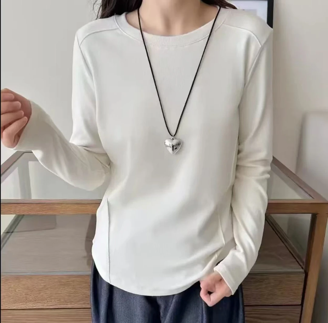 A秋冬款磨毛糯米绒基础不挑人鱼骨收腰女士洋气打底衫