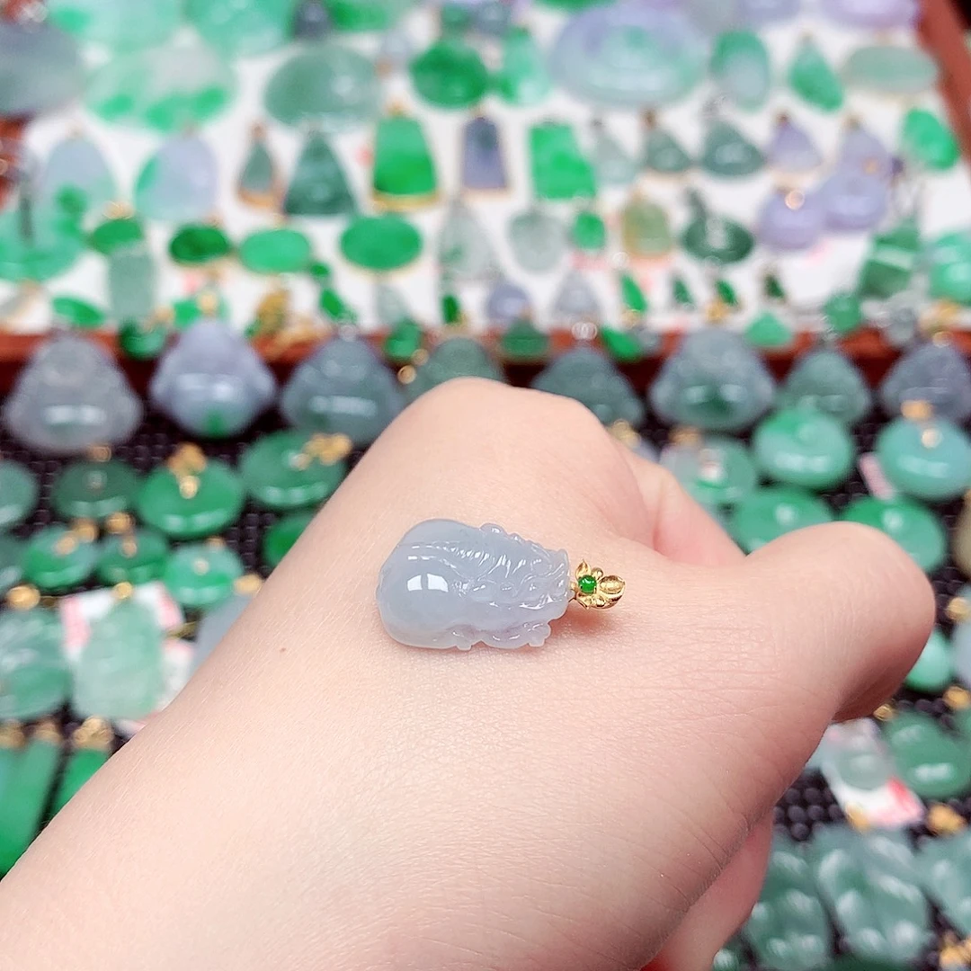 翡翠18K金镶嵌吊坠(不含链)