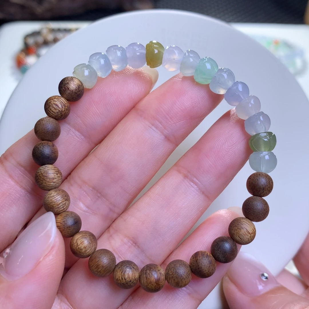 未镶嵌手链翡翠翡翠莲花珠