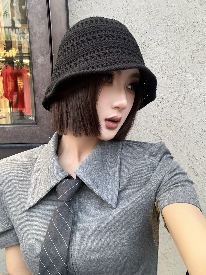 邓蕾婷【百搭配角】夏季新款镂空设计透气防晒遮阳时尚百搭渔夫帽