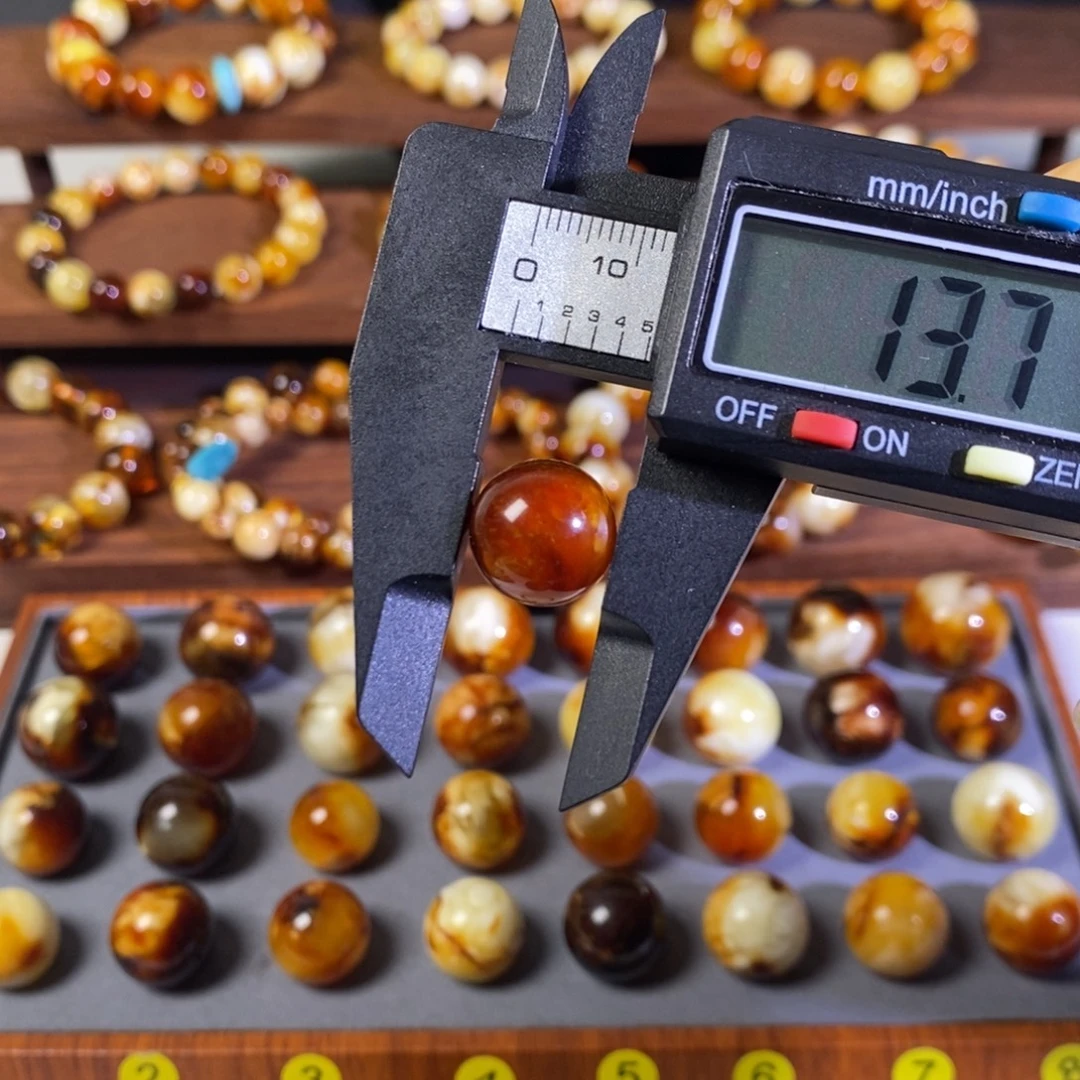 蜜蜡未镶嵌手串沁色蜜蜡单珠