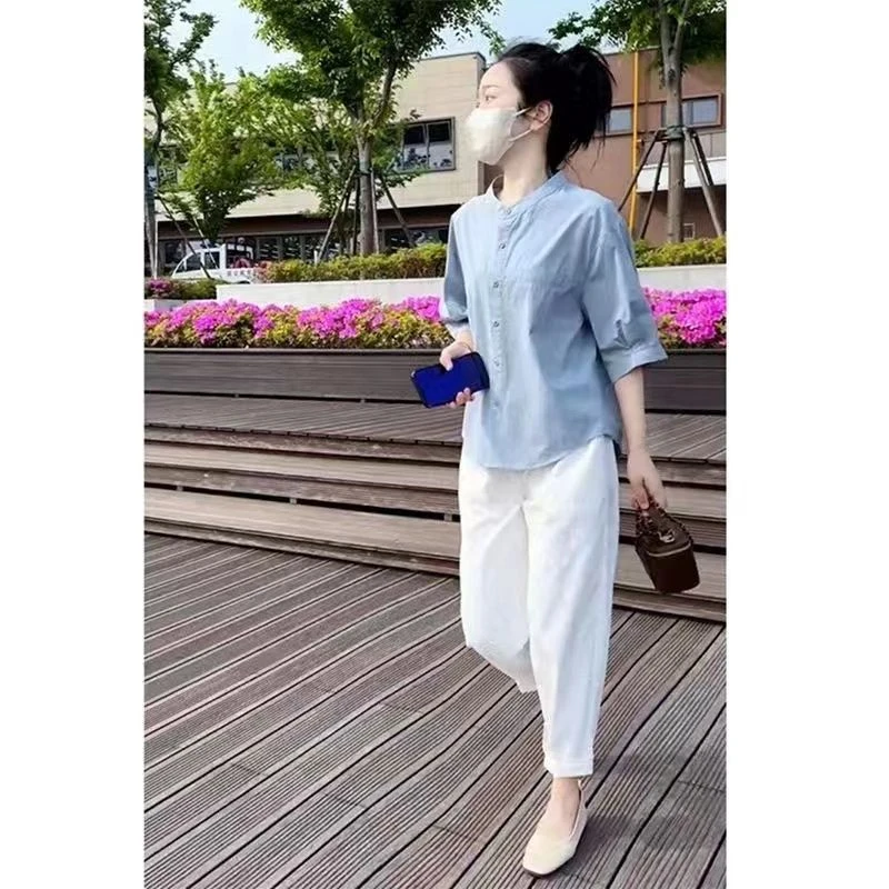 大码衬衫女韩版宽松白搭