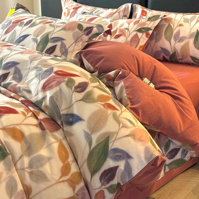 路约威格秋冬季加厚磨毛四件套被罩四季床单防滑床笠简约单人绒被