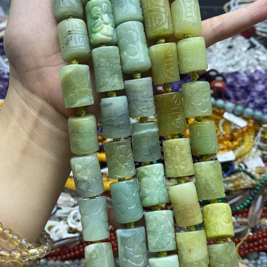 玛瑙/玉髓未镶嵌珠宝半成品一个装纯天然老岫玉圆柱