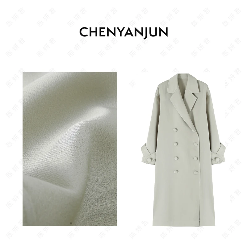 陈妍君【25早春新款缎面醋酸宽松直筒风衣外套】CYJ-WWO137-W683