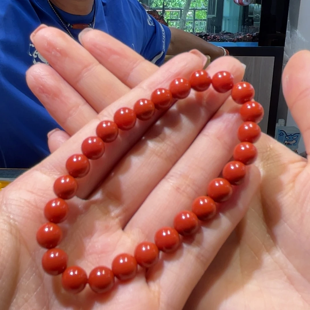 南红玛瑙阿东寨老南红圆珠单圈7➕未镶嵌