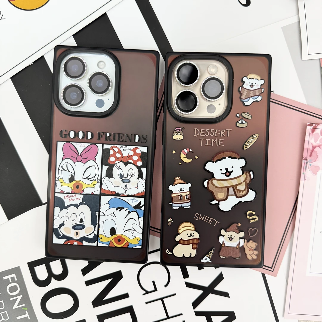 小方壳新款线条小狗防摔个性适用于苹果16promax/15/14卡通手机壳