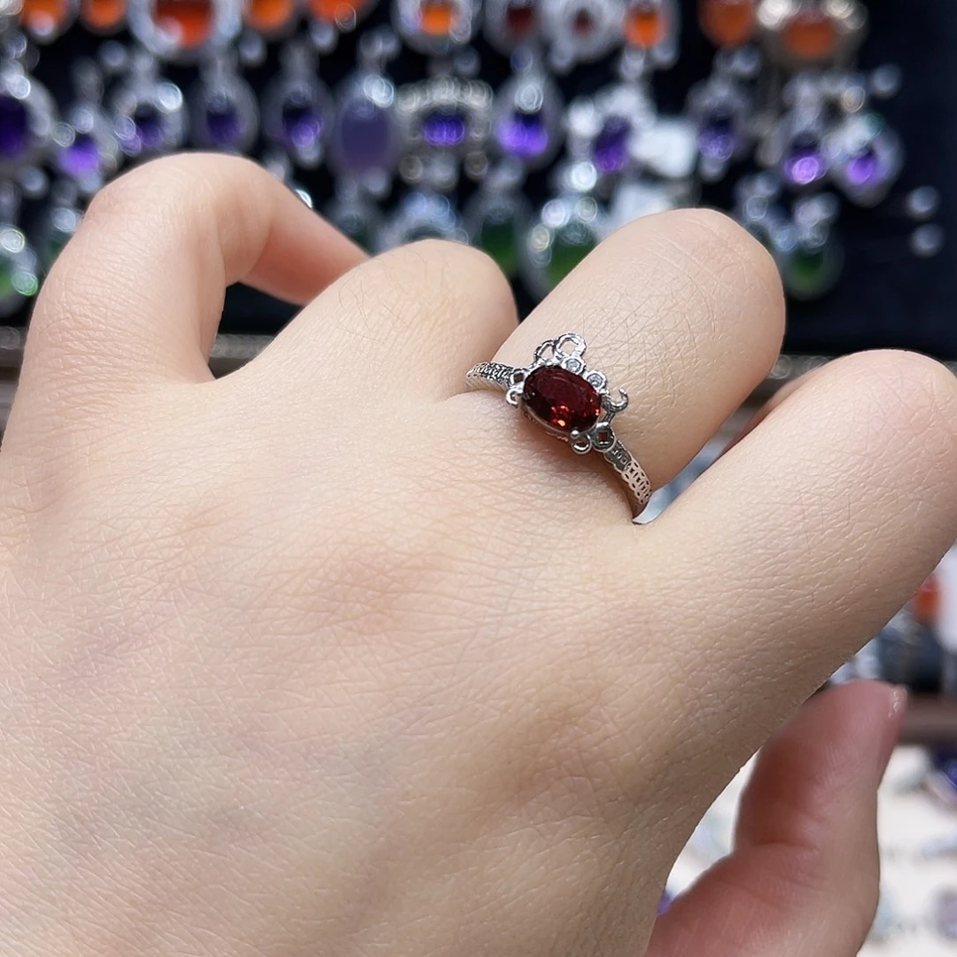 蛇纹石玉银S925镶嵌戒指