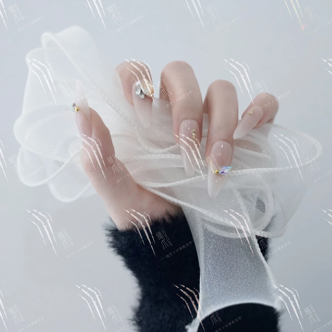 【落日花园】嬛嬛同款甘露寺裸色高级显白流行镶钻款式纯手工穿戴甲