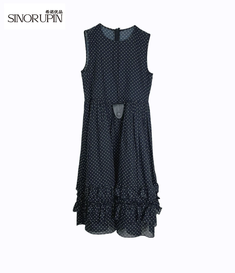 SINOR UPIN夏季圆领波点休闲百搭连衣裙