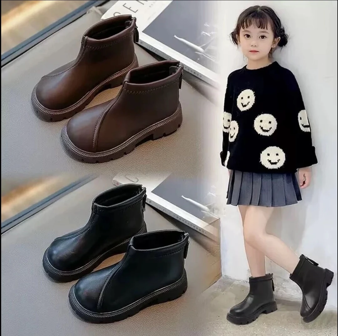 女童短靴2025秋冬季新款单里复古英伦风马丁靴加绒美拉德男童靴子