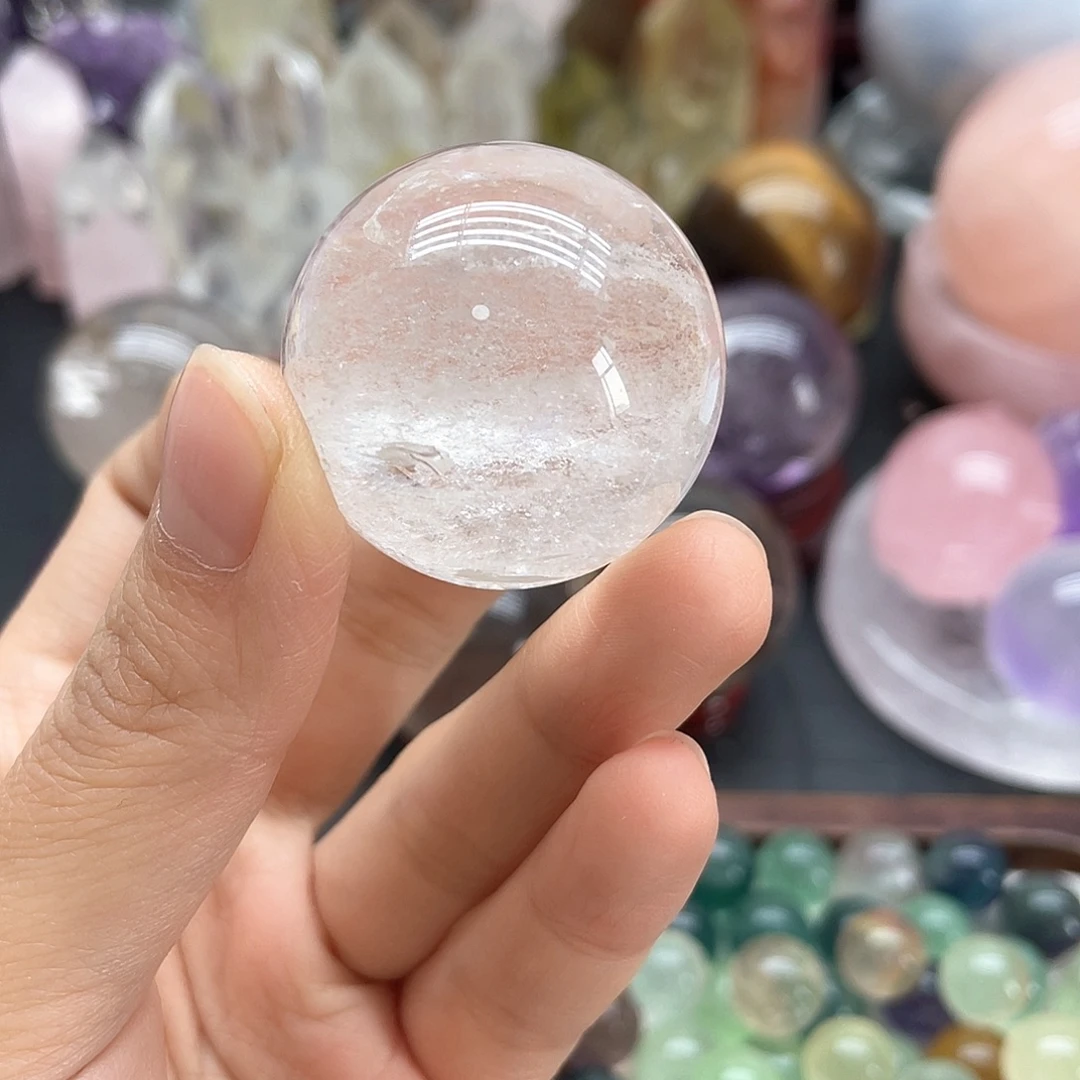 水晶未镶嵌珠宝半成品64白水晶球卡3.3mm