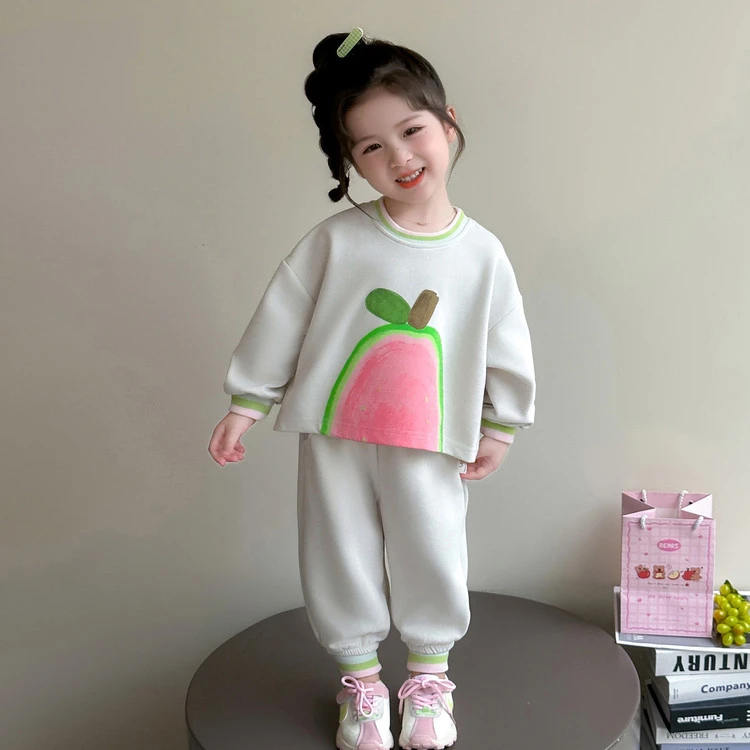 女童套装2025新款洋气儿童春秋款水果卫衣休闲两件套