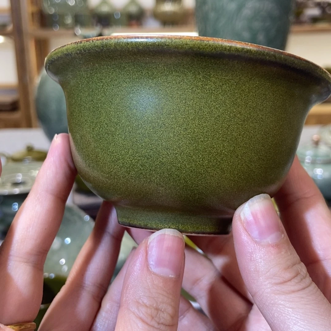 瓷片茶叶末釉压手杯普通