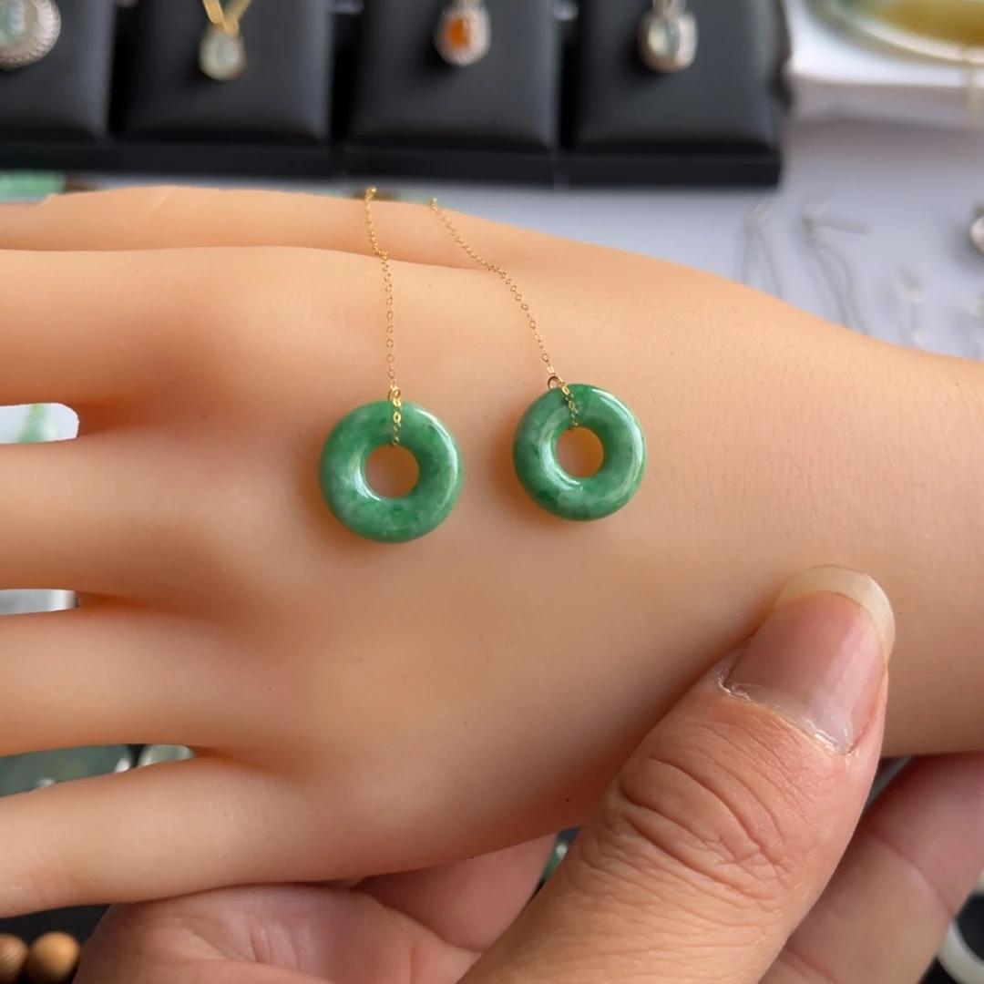 翡翠18K金镶嵌耳饰福利