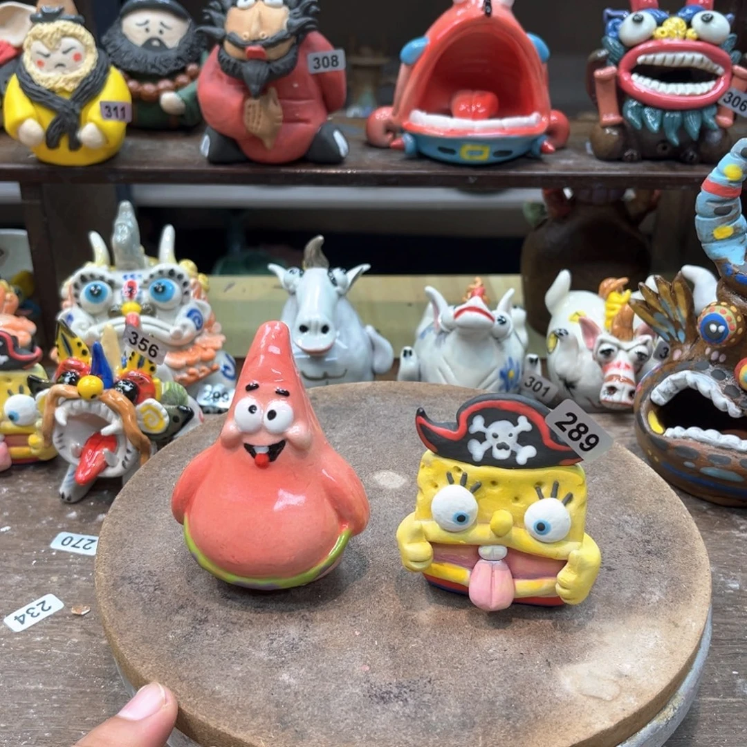 食***杰摆件纯手工抽象陶瓷摆件289组合