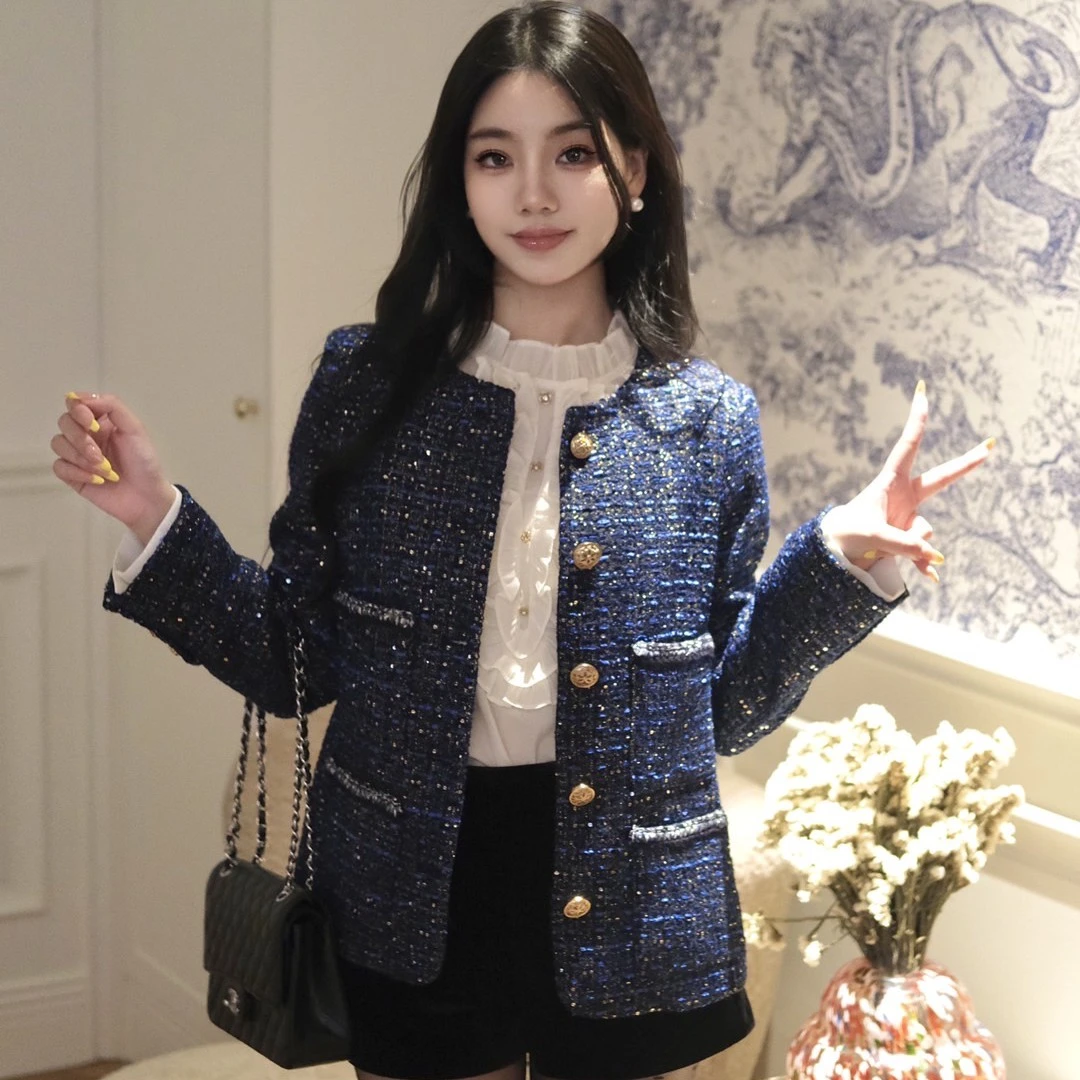 气质款蓝之梦境小香风外套洋气