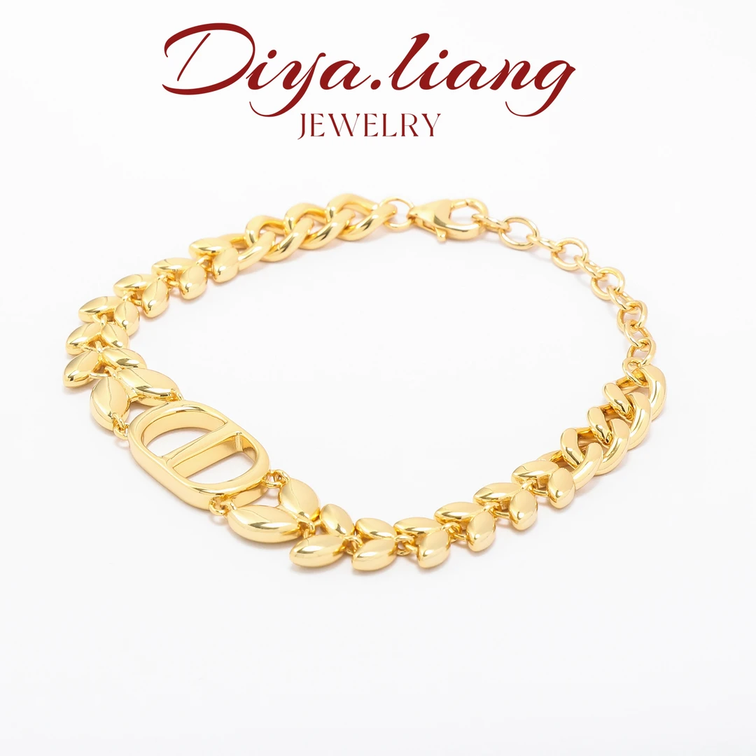 925银手链 梁雅帝新品【DD字母麦穗】镜面时尚设计感纯银手链