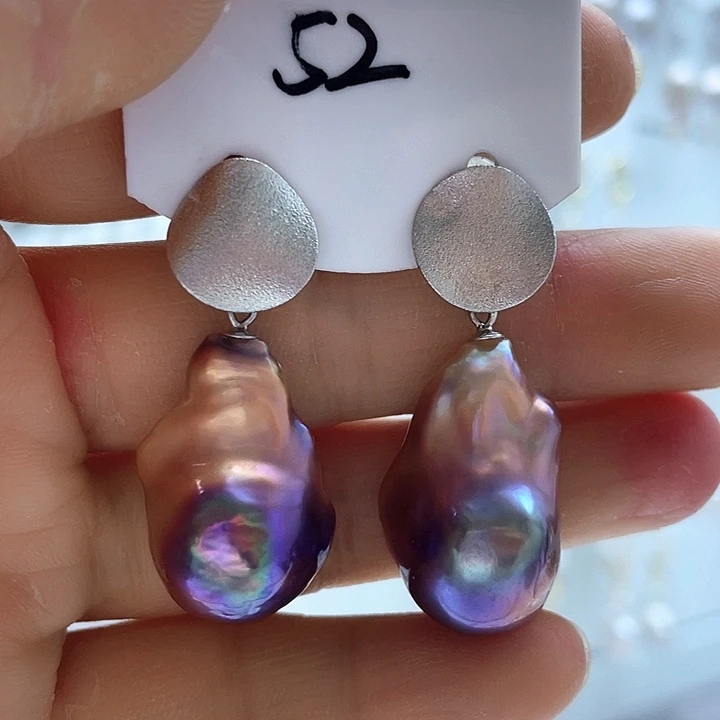 淡水珍珠耳饰银S925镶嵌