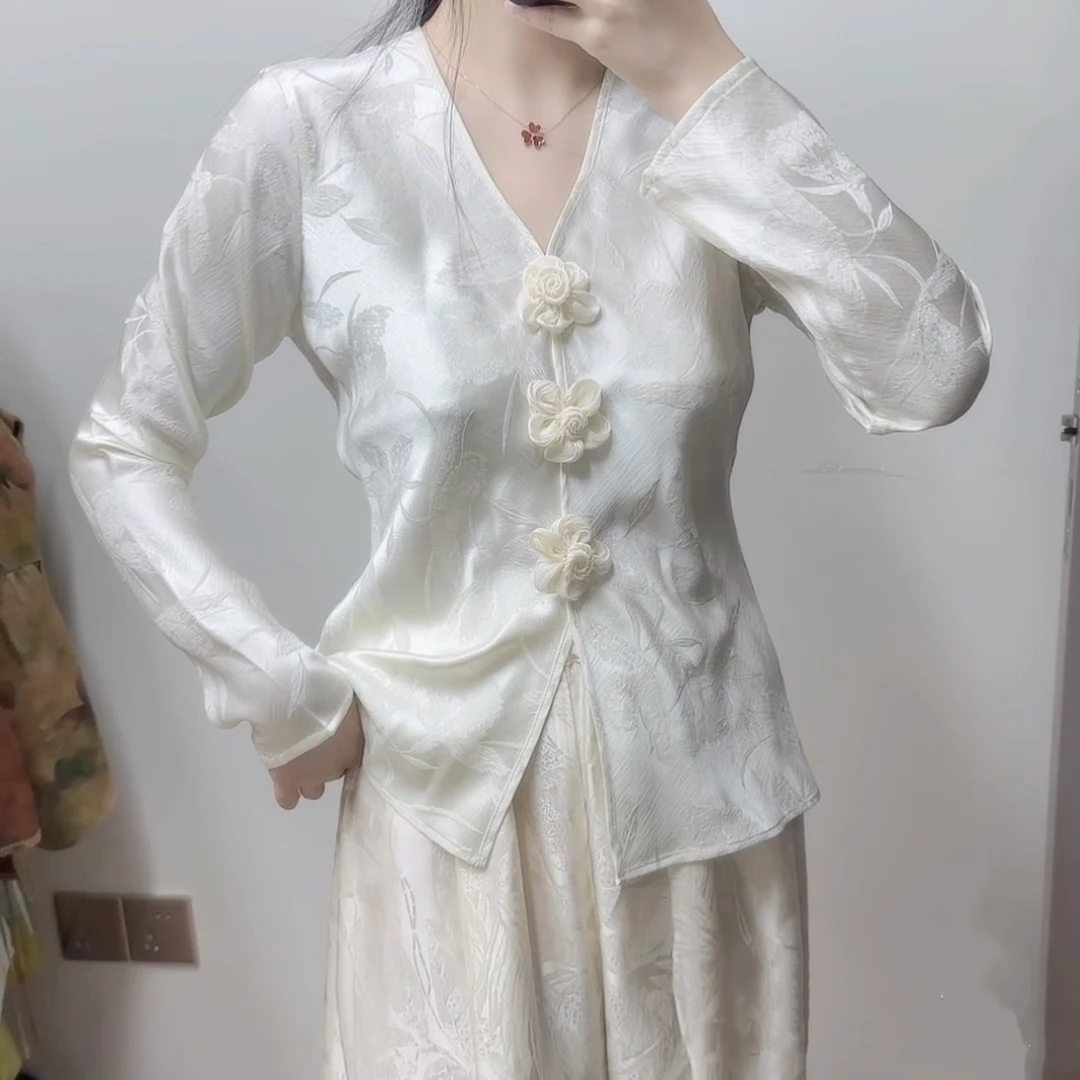 丝尚莱古着Vintage孤品真丝桑蚕丝非遗香云纱新中式风衬衫连衣裙