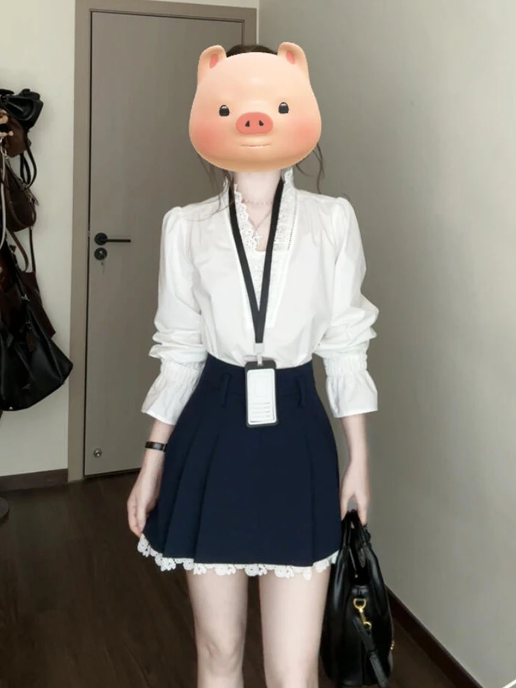 早春装2025新款法式长袖衬衫连衣裙子女高级感小个子穿搭短裙套装