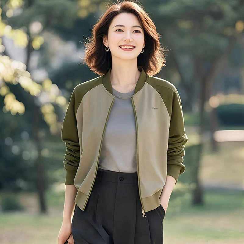 拼色开衫卫衣女宽松2025春秋新款洋气减龄女士休闲外套女上衣