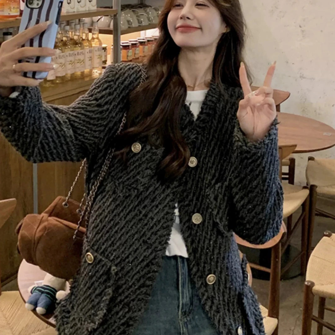 665 灰色高级感小香风羽外套直播