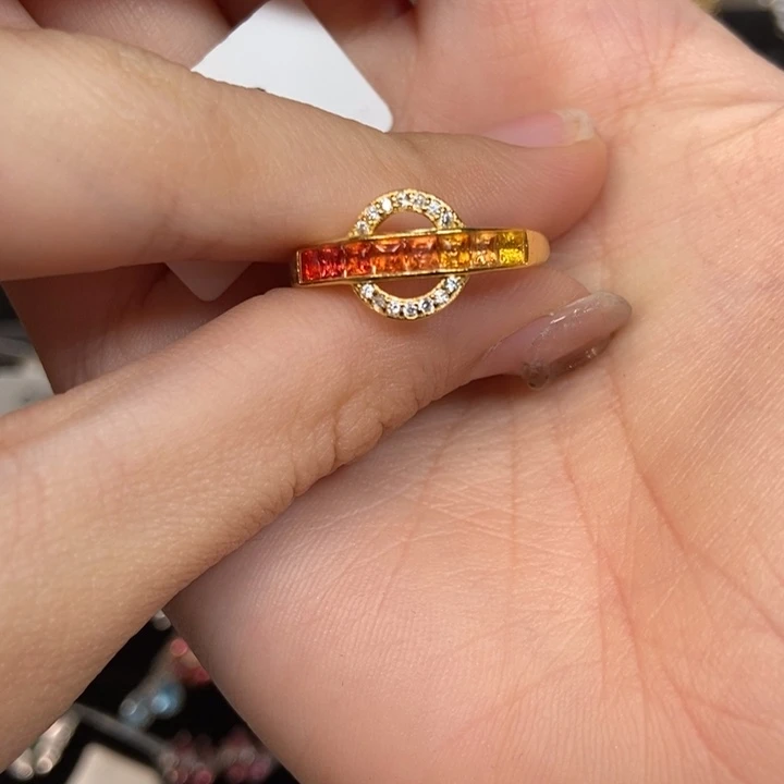 彩色蓝宝石戒指银S925镶嵌