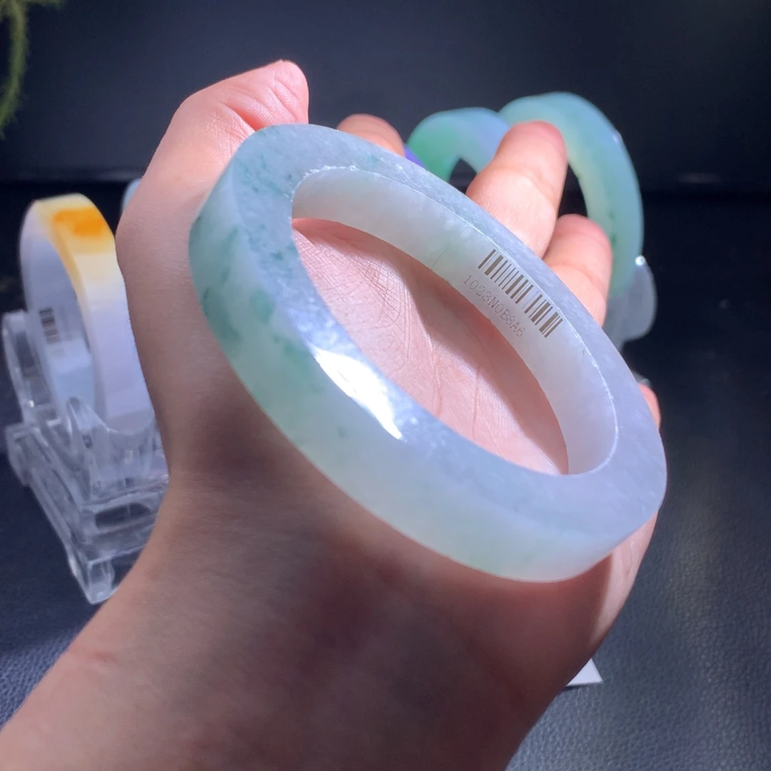 未镶嵌手镯定制翡翠冰飘花56-60