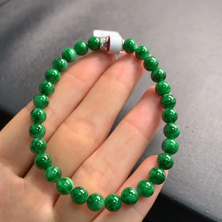 翡翠未镶嵌手串天然缅甸A货翡翠卡6.1mm