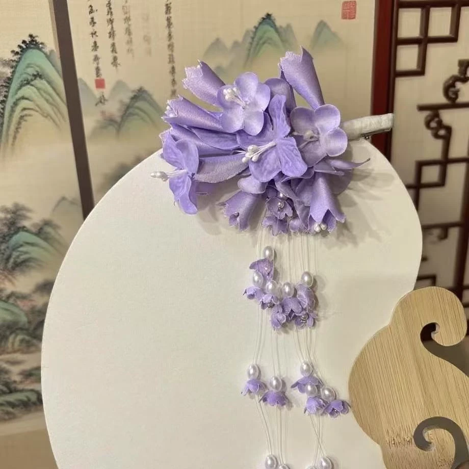 【云鬓花颜阁娟花发夹】紫藤花海新中式爆款汉服绢花古风夹发饰B222