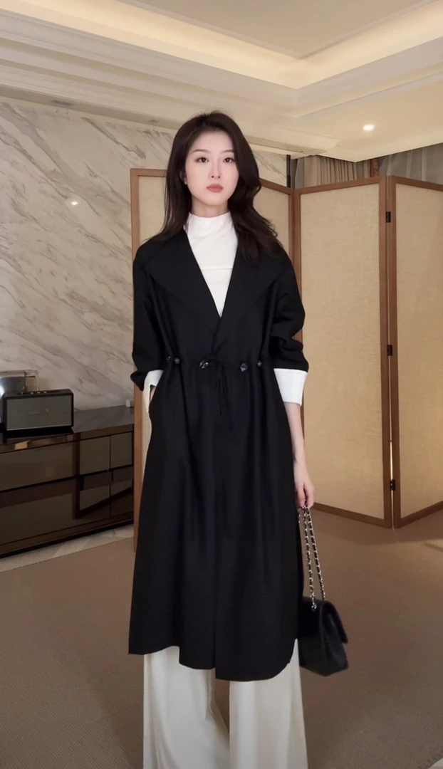 纯色简约款风衣女长款舒适