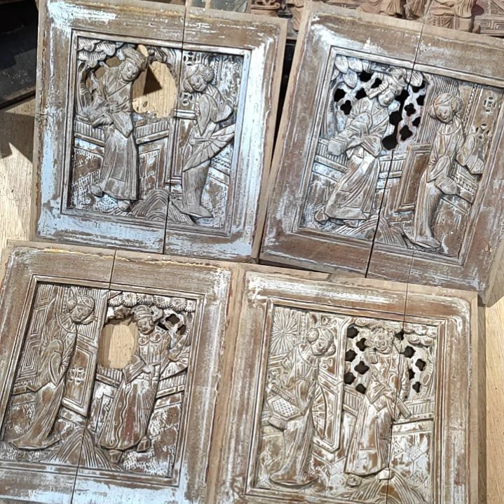 香榧木大*老木雕一套四片